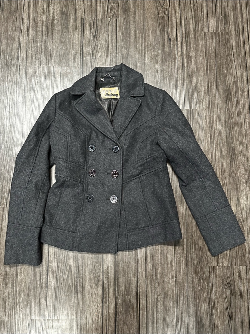 Guess Women's Charcoal Gray Double-Breasted Peacoat